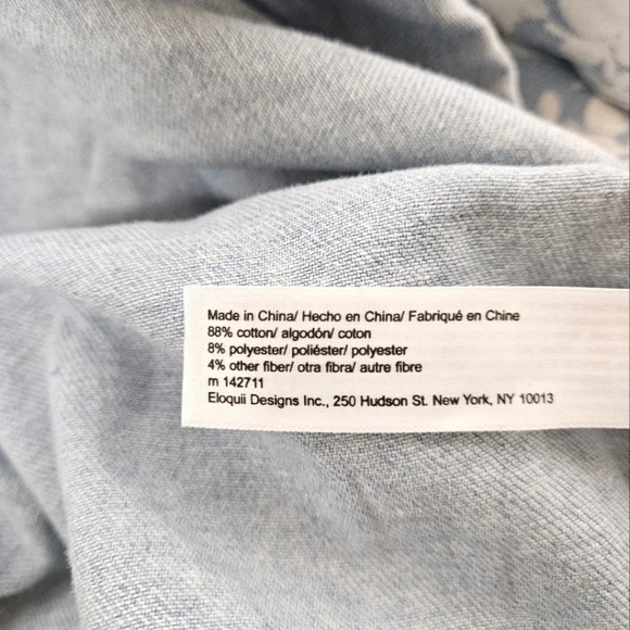 Eloquii Elements Floral Denim Romper In Blue And White Size 26 - Picture 8 of 13